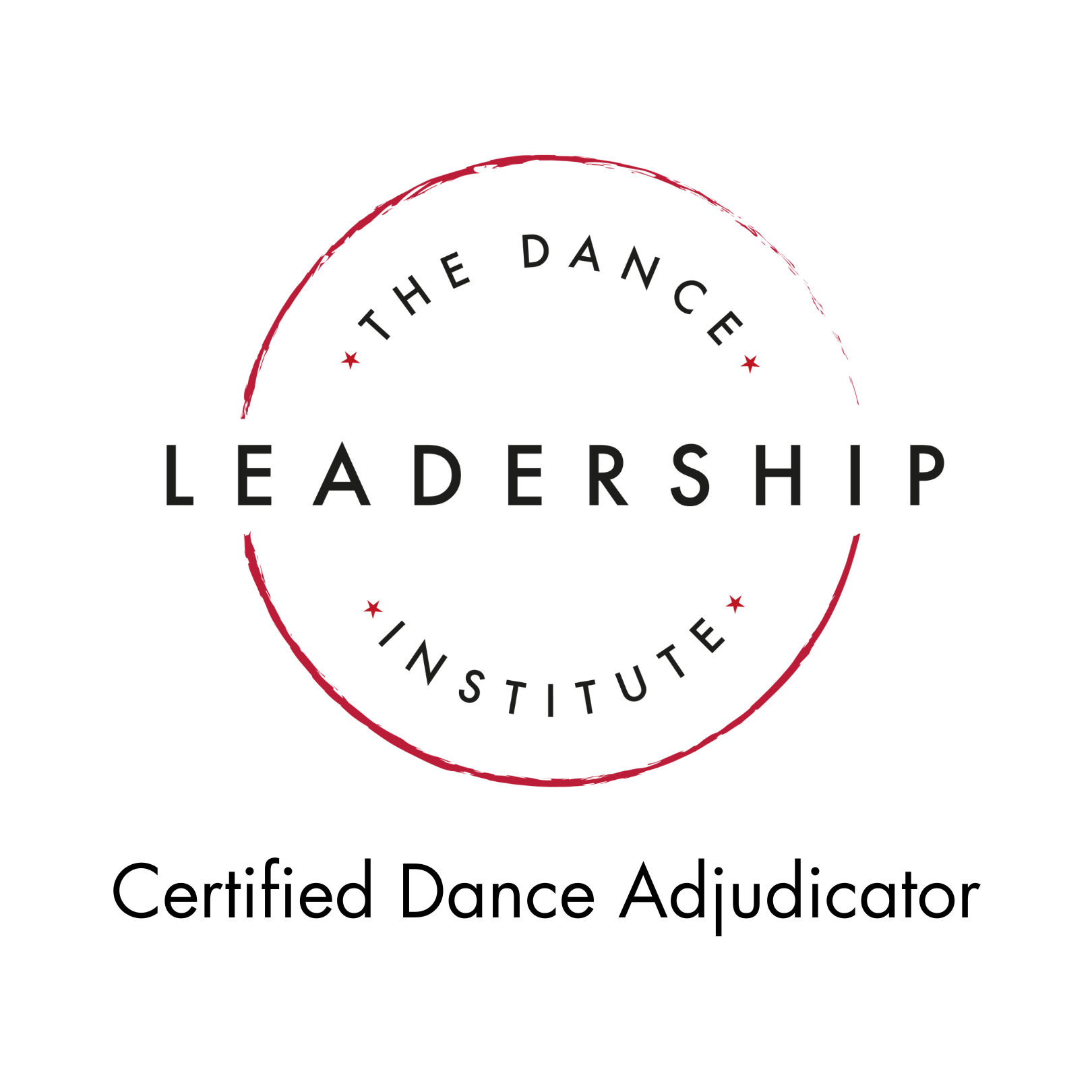 Logo reading "The Dance Leadership Institute Certified Dance Adjudicator"
